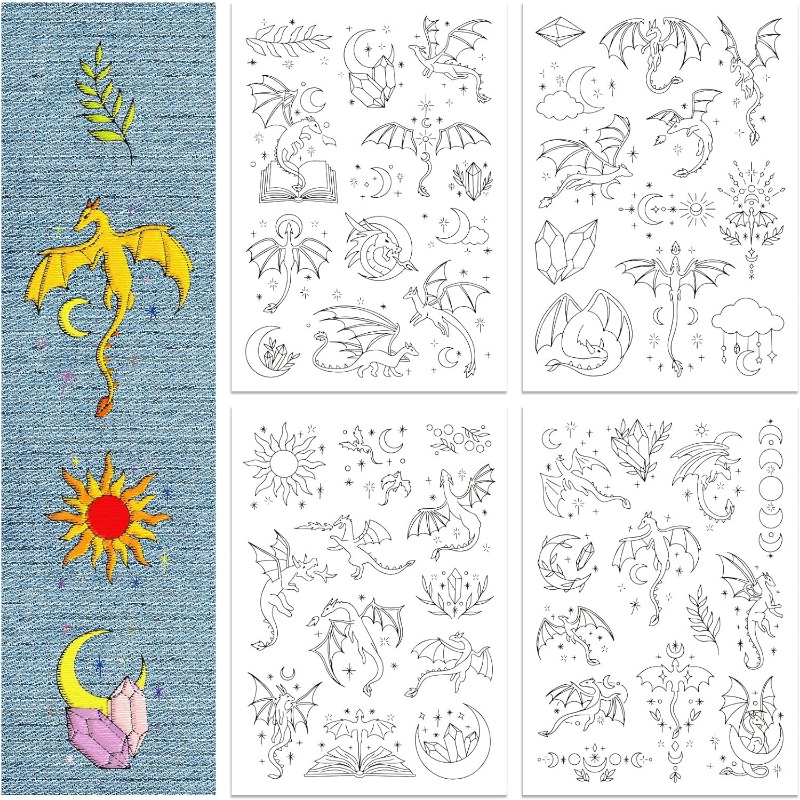 Embroidery Stabilizer Backing - 1Set 4Sheets Dragon Water Soluble Embroidery