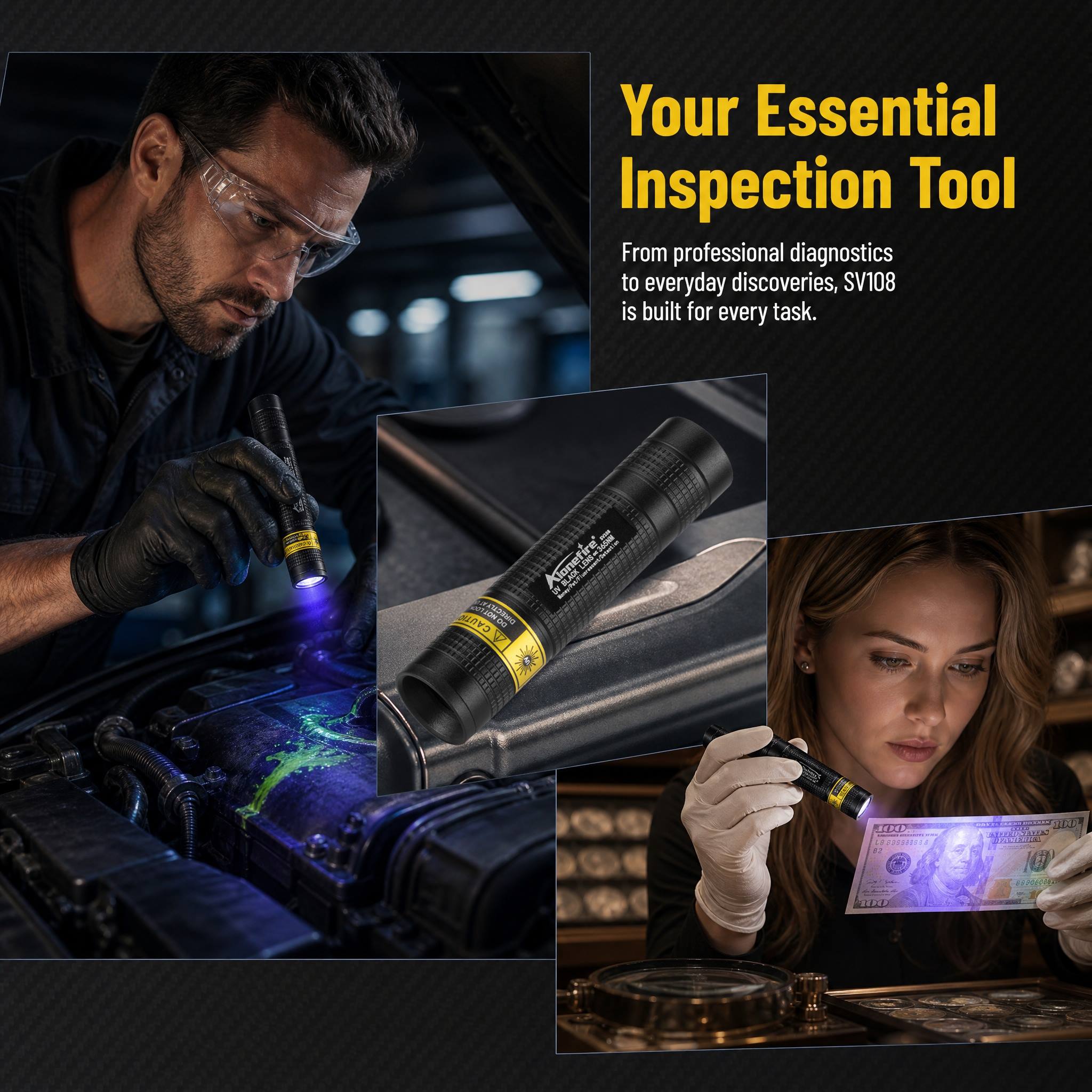 Mini 365nm UV Flashlight Black - Uv Led Lamp Printer のレビューと価格