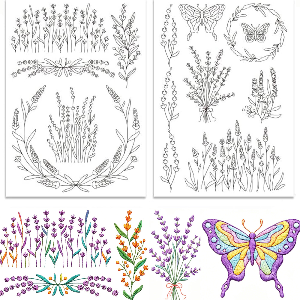 Lavender Flower Butterfly Wate - Embroidery Stabilizer Backing のレビューと価格